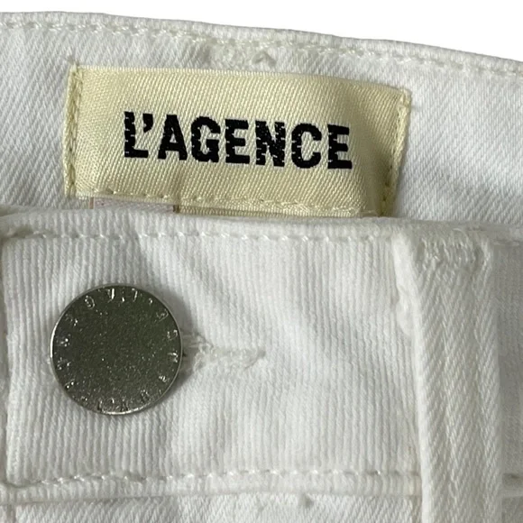 NWOT L'AGENCE Selma High Rise Sleek Baby Boot Jeans Blanc Size 25 Revolve $255 - Picture 10 of 14